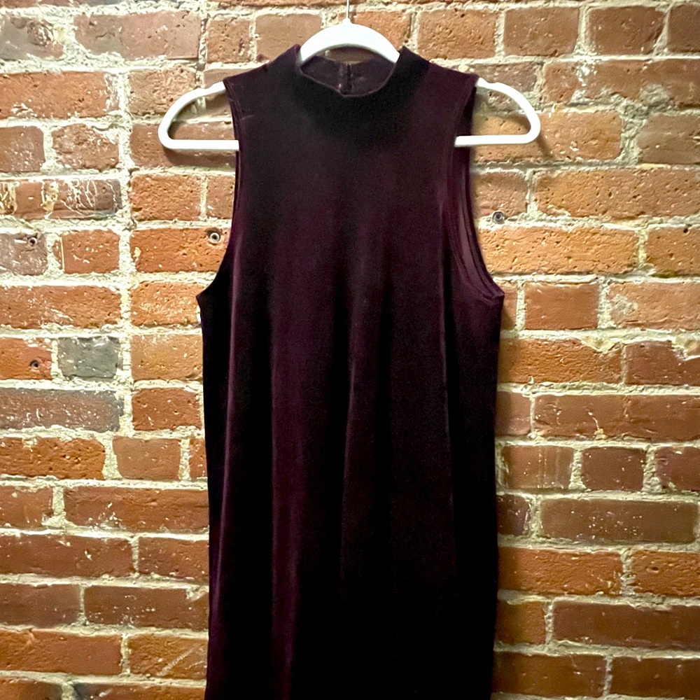 5 for $20! Burgundy Velvet mock turtleneck swing cocktail doll dress dark red